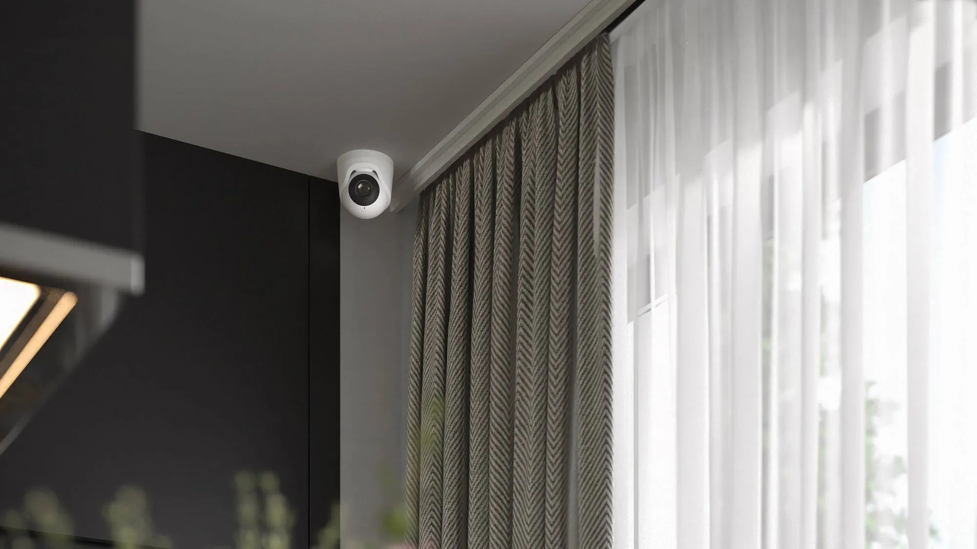 AJAX TurretCam Überwachungskamera in einem Haus.